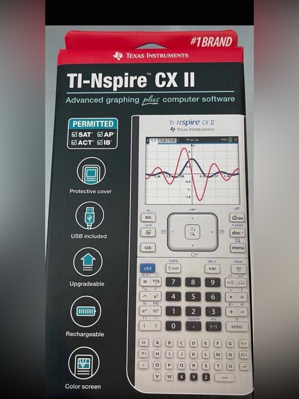 Texas Instruments TI Nspire CX II
Graphing Calculator with charger Cover New